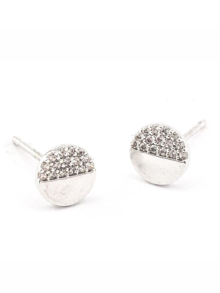 Tai Simple Silver CZ Circle Studs - Saint Bernard