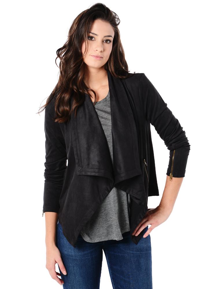 Cupcakes and Cashmere Faux Suede Draped Jacket - Saint Bernard