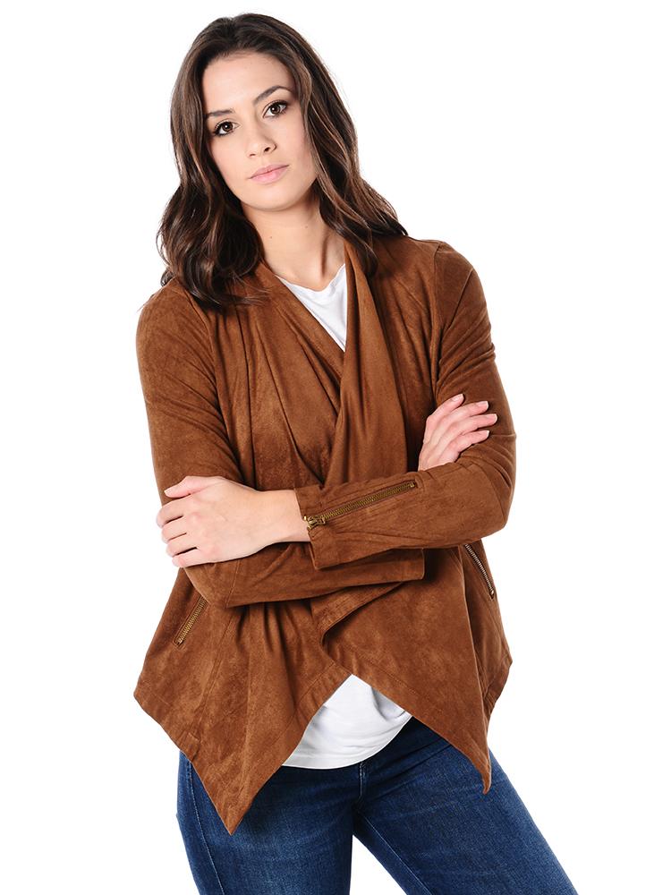 Cupcakes and Cashmere Faux Suede Draped Jacket - Saint Bernard