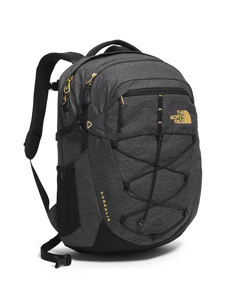 black and gold backpack north face The Base Camp Daypack This backpack is designed for women and is available in OS size with a TNF Black/Burnt Coral Metallic color. The North Face Women's Borialis
