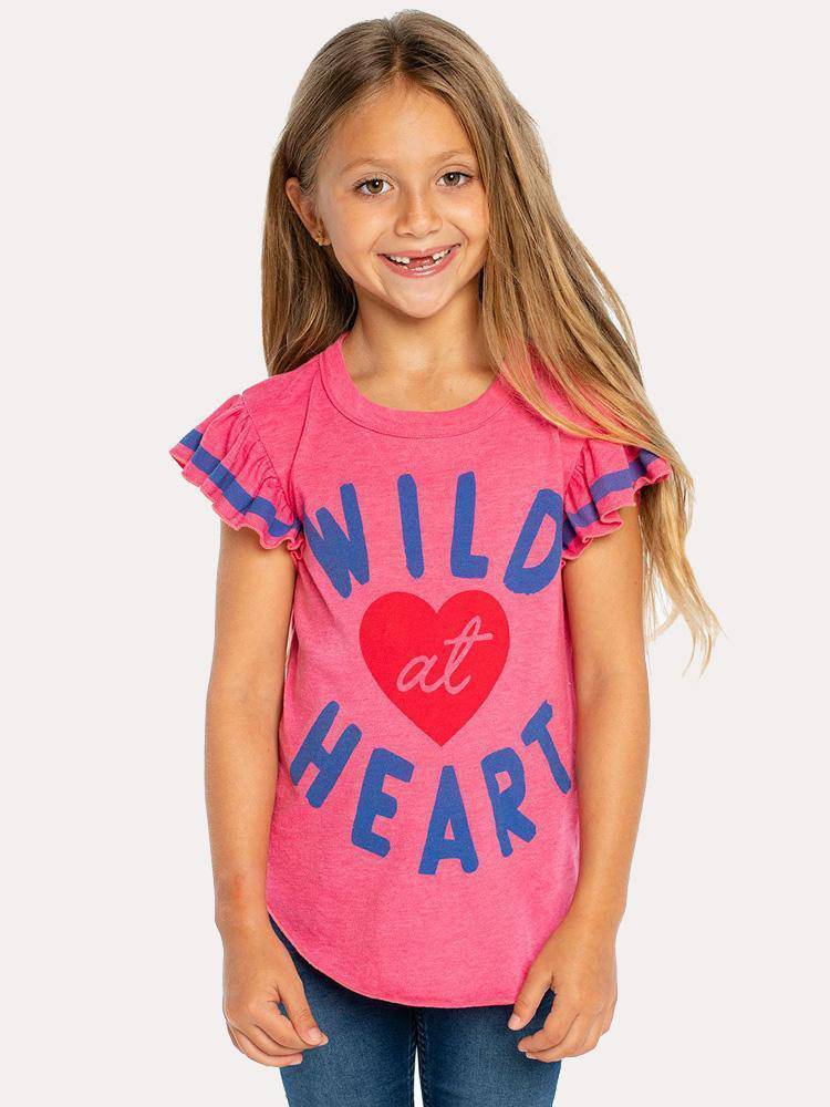 Chaser Girls' Vintage Jersey Flutter Sleeve Shirttail Tee - Saint Bernard