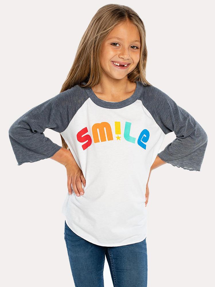 Chaser Girls' Blocked Jersey Flounce Sleeve Baseball Raglan Tee - Saint Bernard