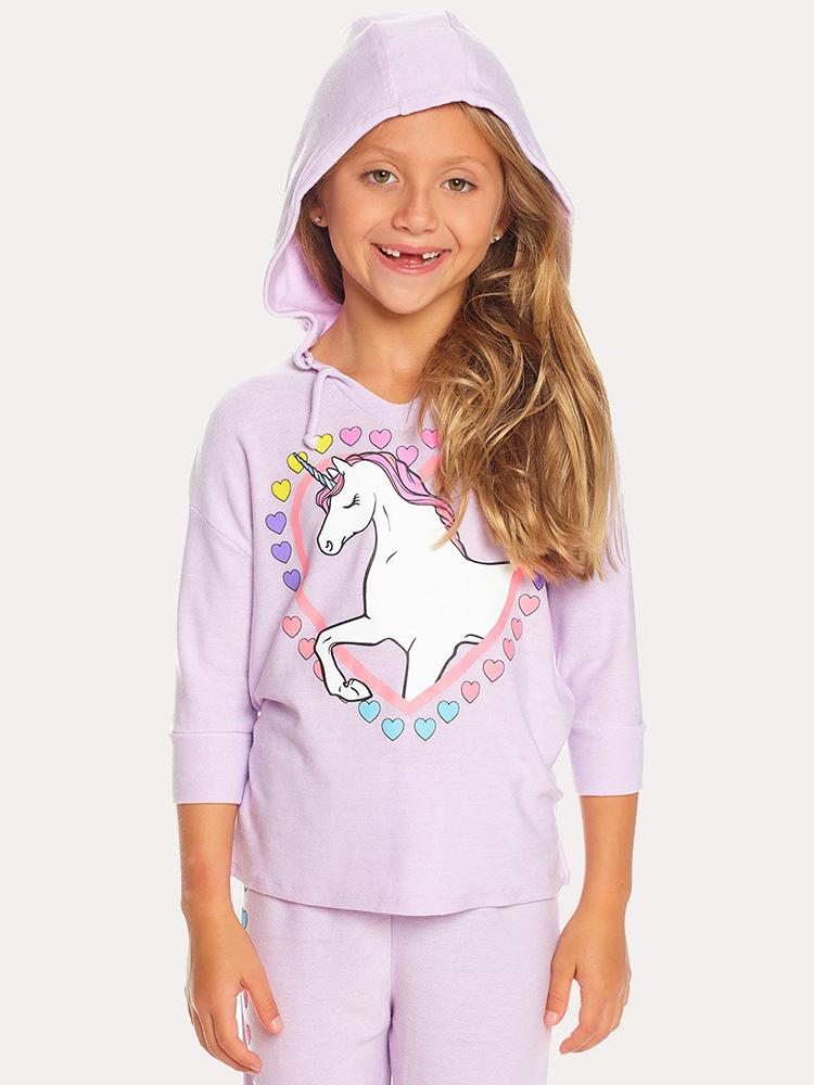 Chaser Girls' Cozy Knit Split Side 3/4 Sleeve Pullover Hoodie - Saint Bernard