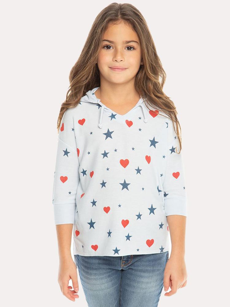 Chaser Girls' Cozy Knit Split Side 3/4 Sleeve Pullover Hoodie - Saint Bernard