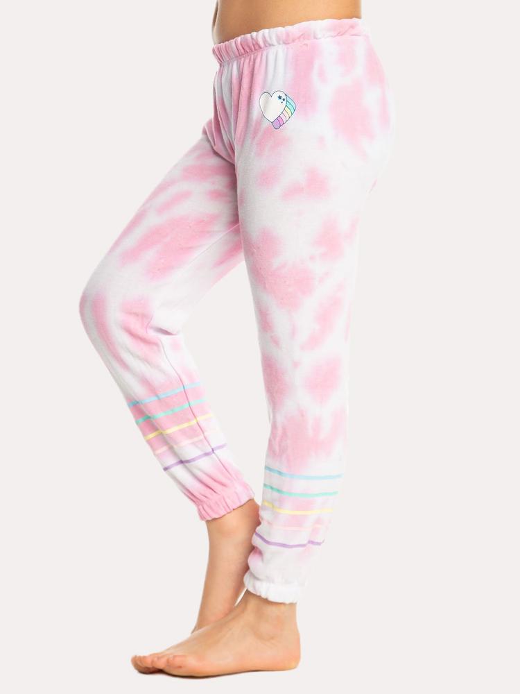 Chaser Girls' Cozy Knit Tie Dye Sweatpant - Saint Bernard