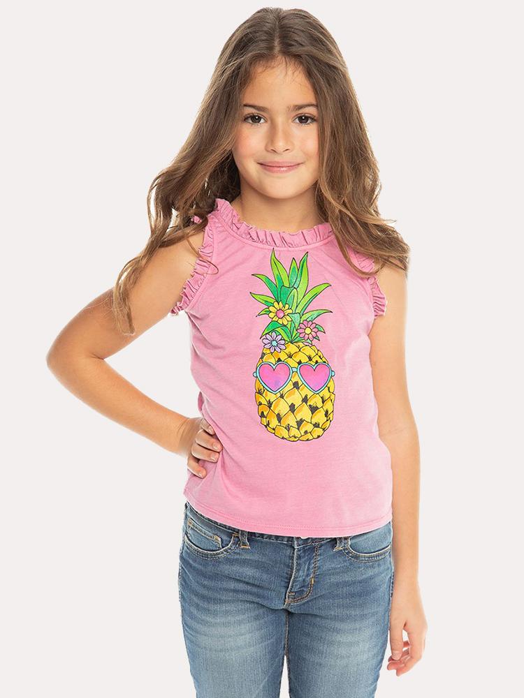 Chaser Girls' Vintage Jersey Ruffle Racerback Flounce Tank - Saint Bernard
