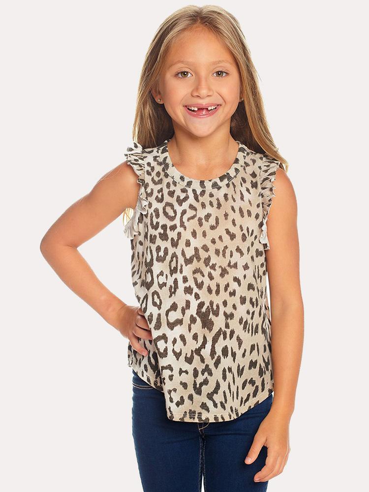 Chaser Girls' Vintage Jersey Ruffle Sleeve Shirttail Muscle - Saint Bernard