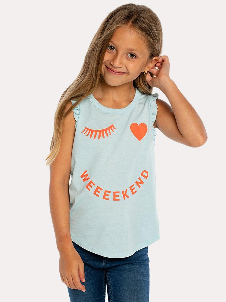 Chaser Girls' Vintage Jersey Ruffle Sleeve Shirttail Muscle - Saint Bernard