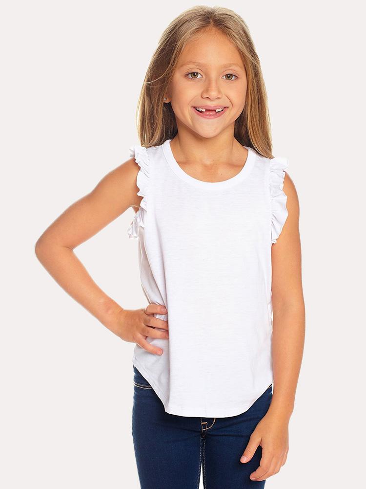 Chaser Girls' Vintage Jersey Ruffle Sleeve Shirttail Muscle - Saint Bernard