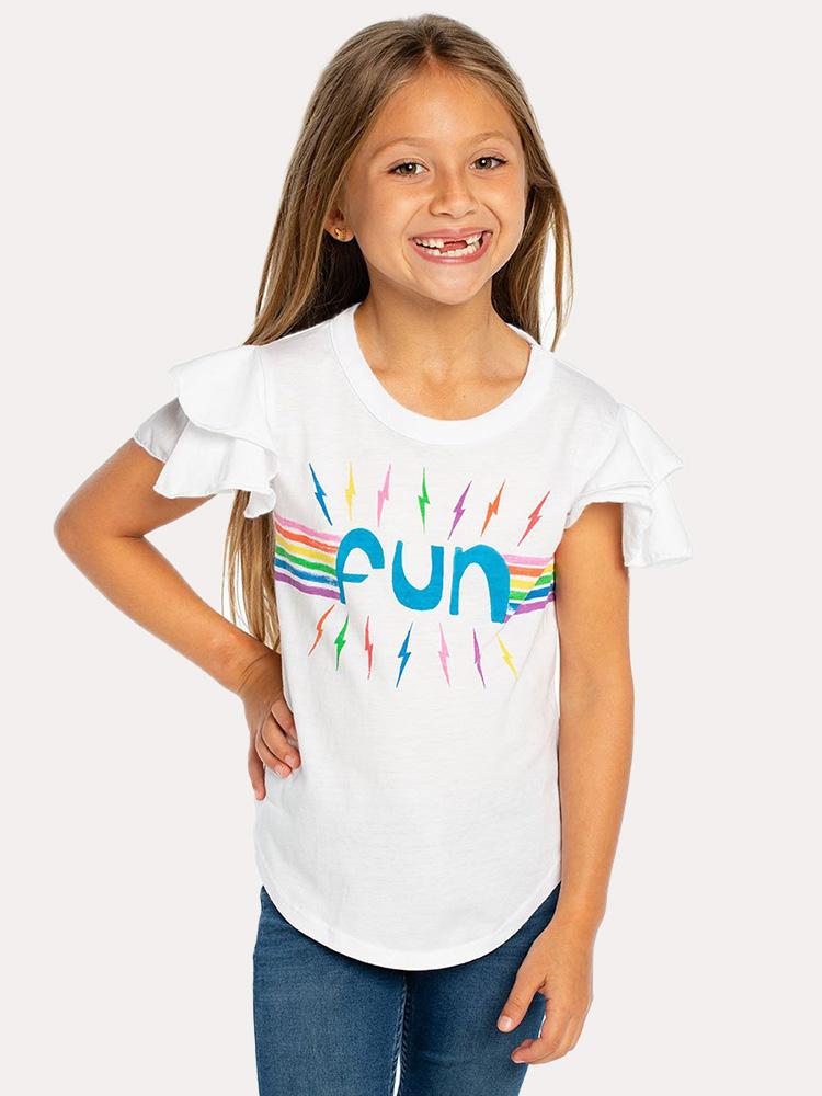 Chaser Girls' Vintage Jersey Flutter Sleeve Shirttail Tee - Saint Bernard