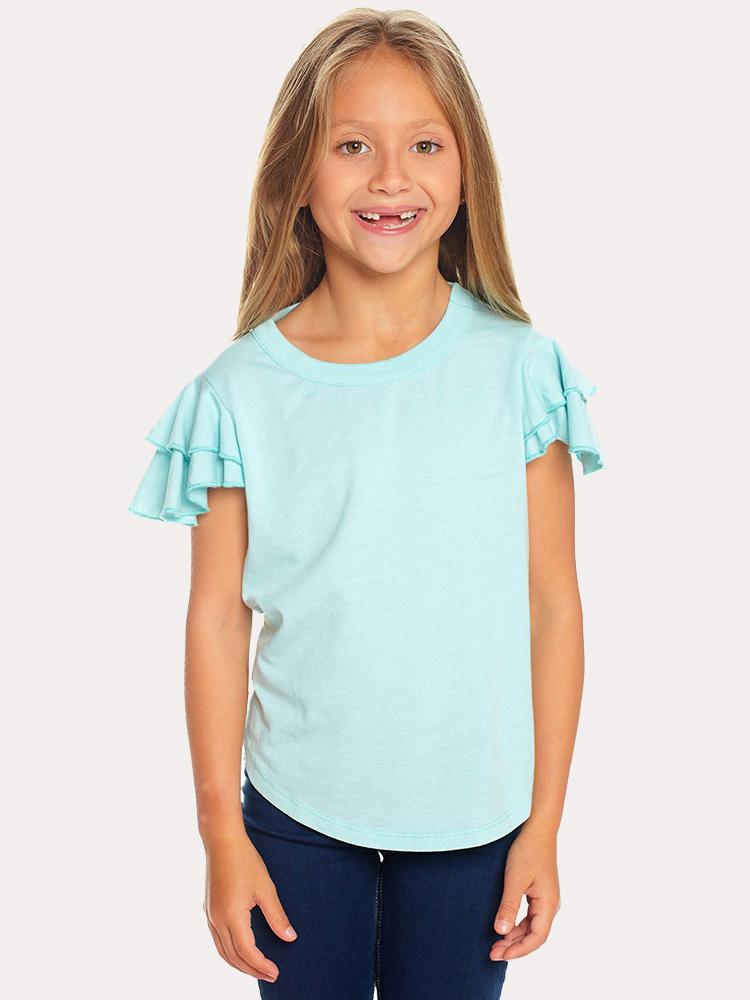 Chaser Girls' Vintage Jersey Flutter Sleeve Shirttail Tee - Saint Bernard