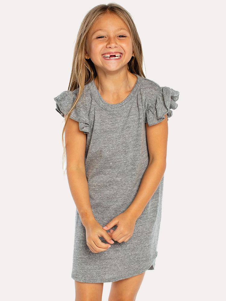 Chaser Girls' Triblend Flutter Sleeve Shirttail Dress - Saint Bernard