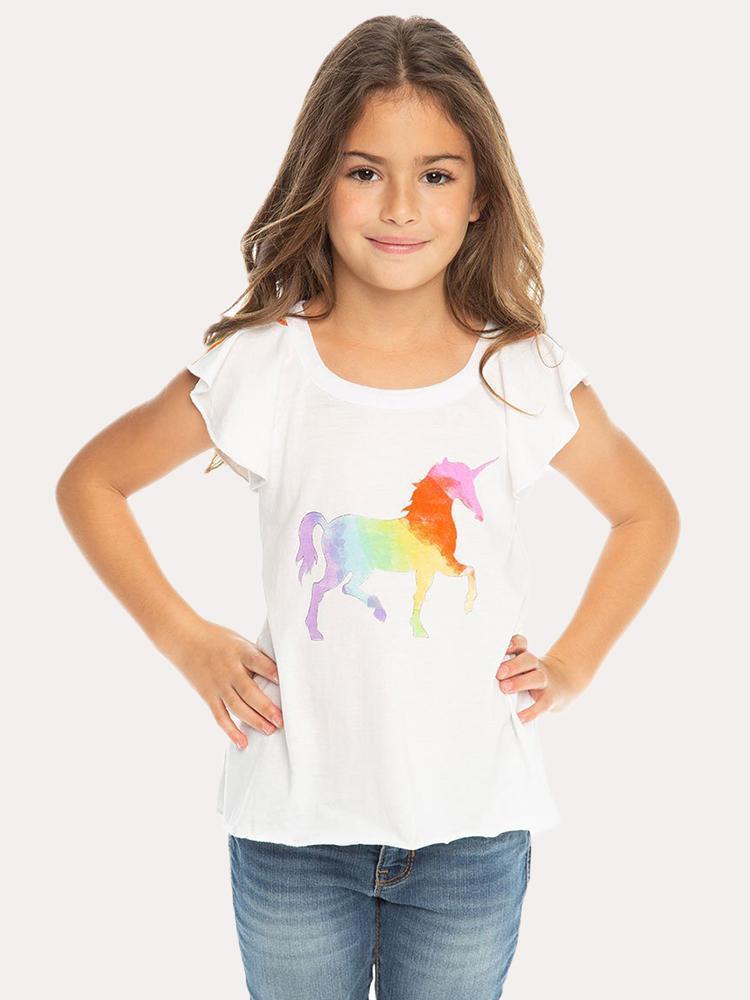 Chaser Girls' Vintage Jersey Flouncy Flutter Sleeve Tee - Saint Bernard