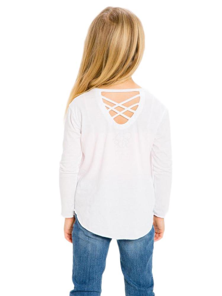 Chaser Girls' Vintage Jersey Long Sleeve Shirttail Criss Cross Back Tee
