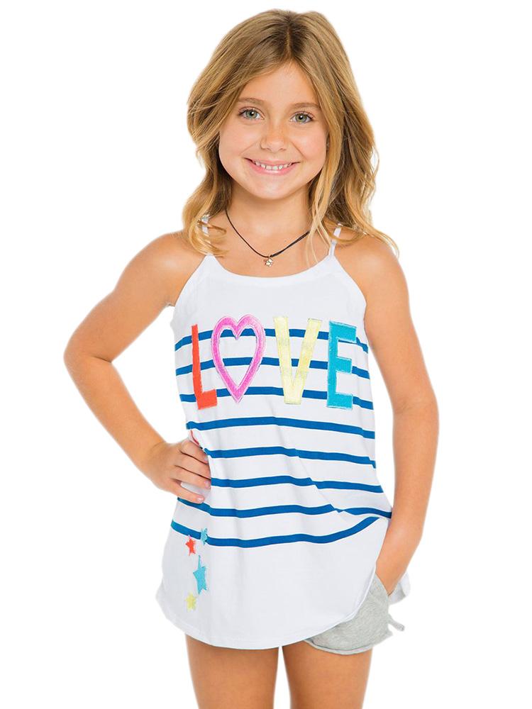 Chaser Girls' Embroidered Love Tank