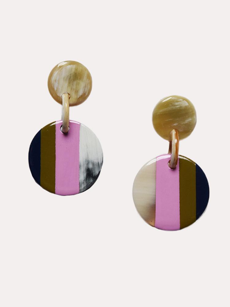 Sunshine Tienda Mini Stripe Circle Earrings - Saint Bernard