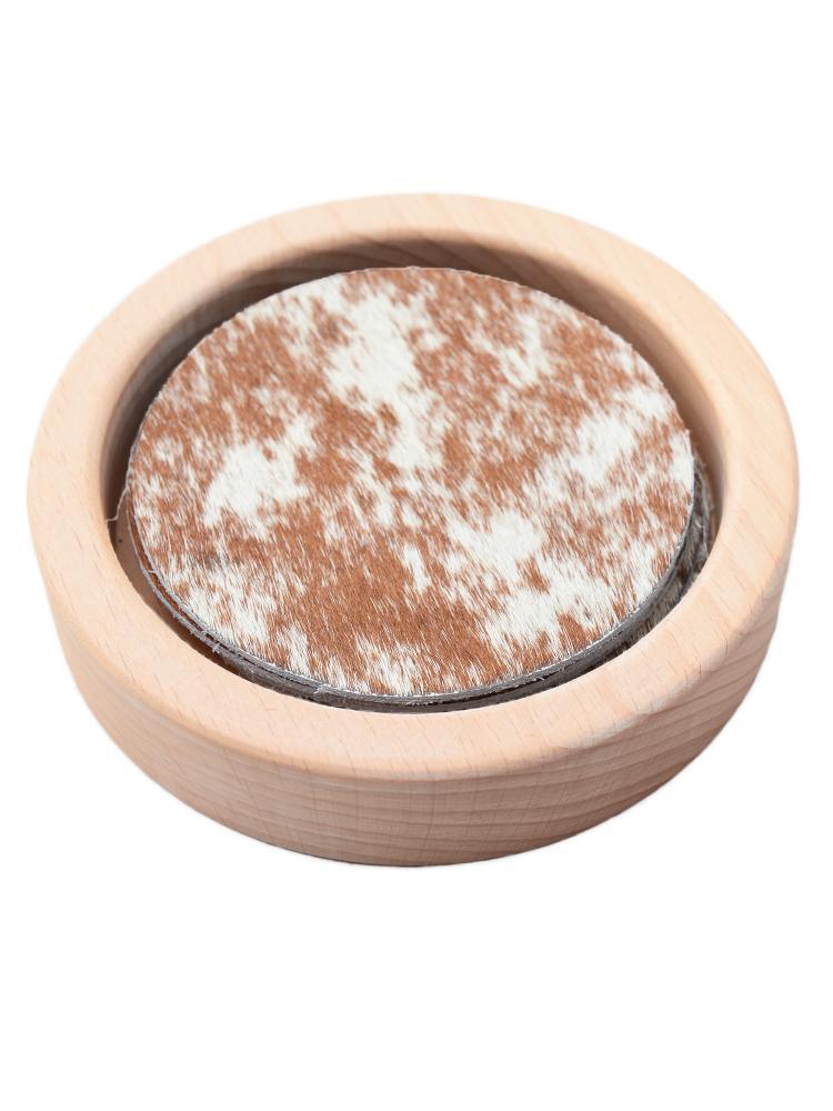 H Barnes And Co 6 Piece Hide Coaster Set - Saint Bernard