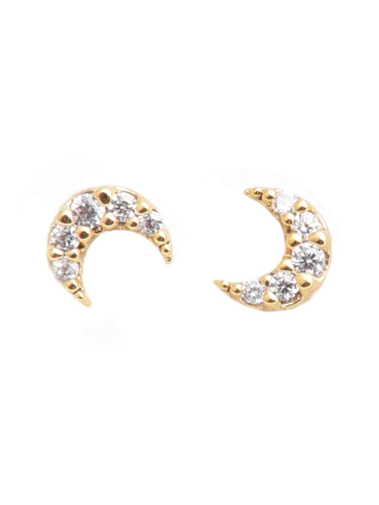 Tai Gold Mini Cubic Moon Post Earrings