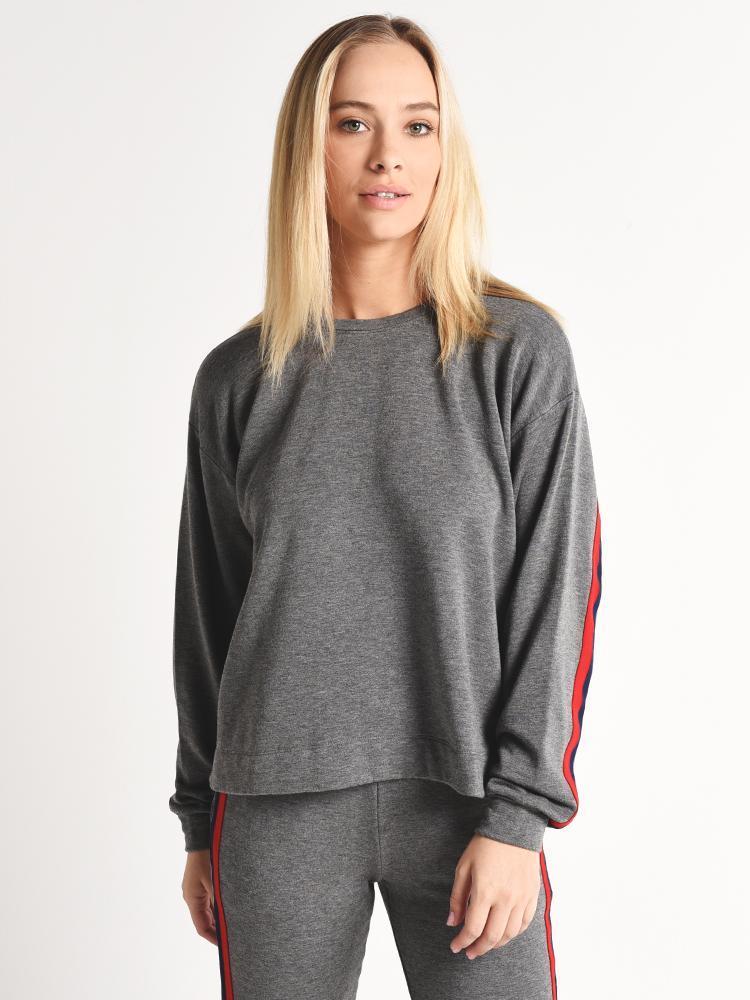 Velvet Danica Luxe Fleece Stripe Top - Saint Bernard