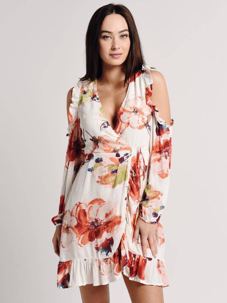Arkco Flower Pattern Wrap Dress - Saint Bernard