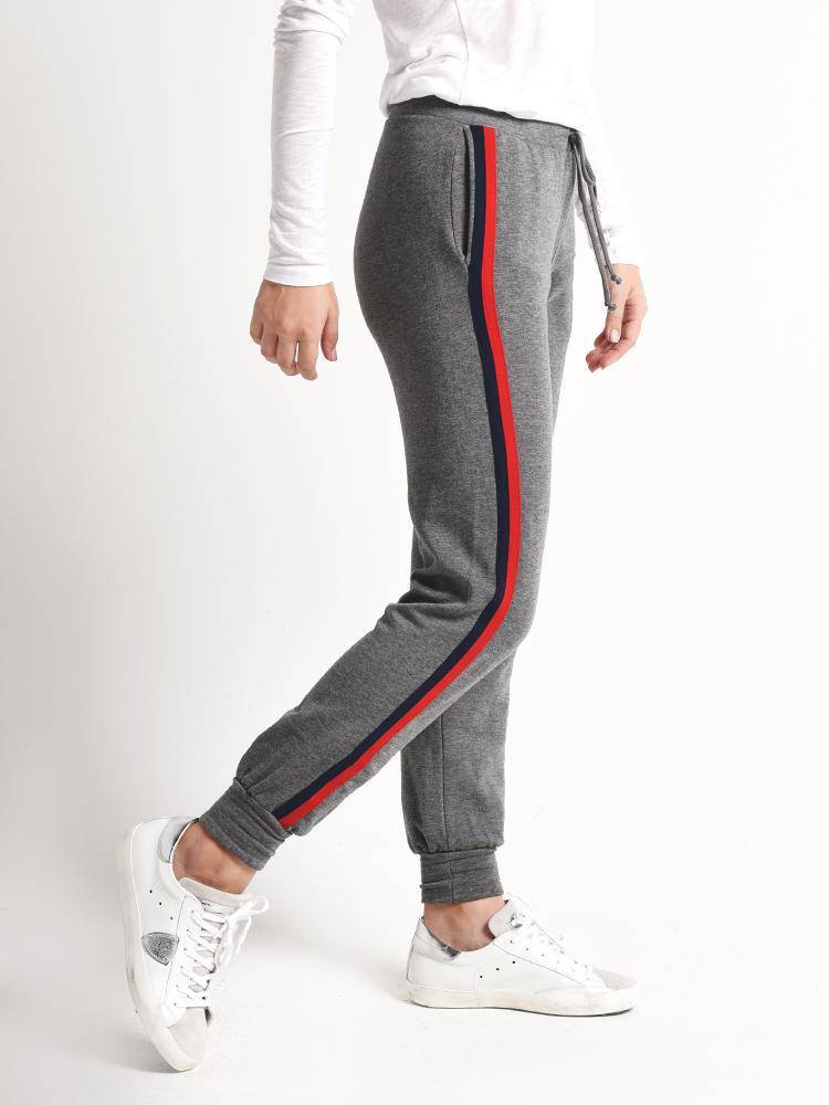 Velvet Dior Luxe Fleece Stripe Jogger - Saint Bernard