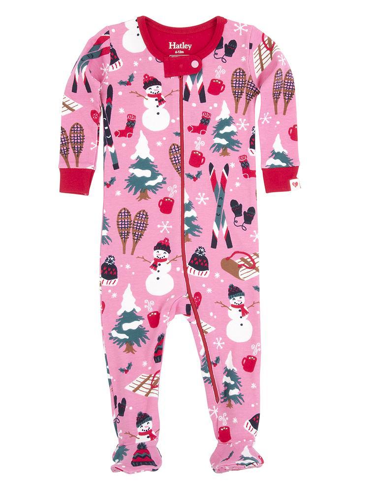 Hatley Girls' Vintage Holiday Footed Coverall - Saint Bernard