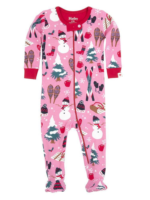 Hatley Girls' Vintage Holiday Footed Coverall - Saint Bernard