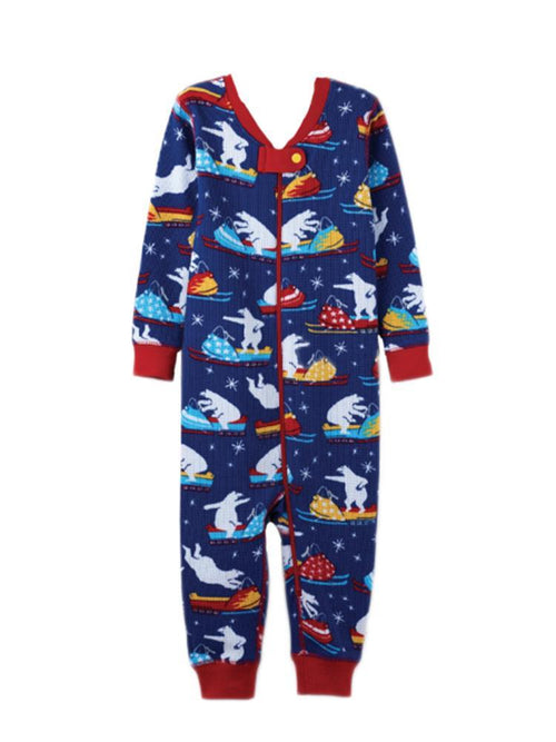 Hatley Polar Bear Snowmoblie Tricks Mini Waffle Coverall - Saint Bernard