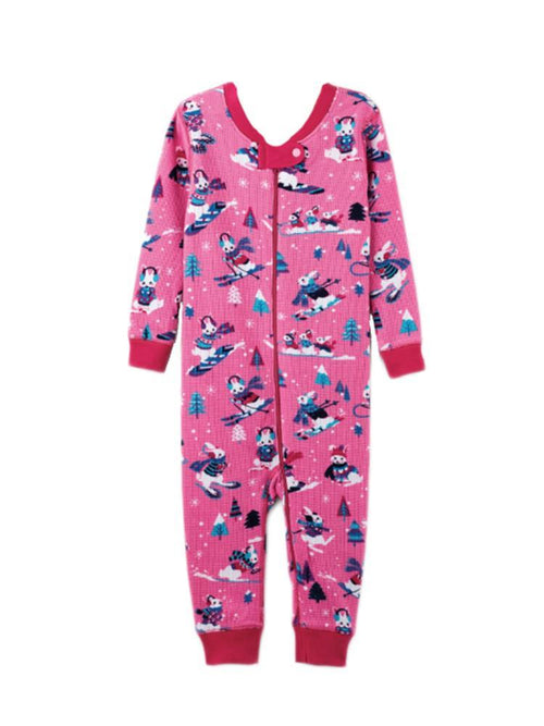Hatley Winter Sports Bunnies Mini Waffle Coverall - Saint Bernard