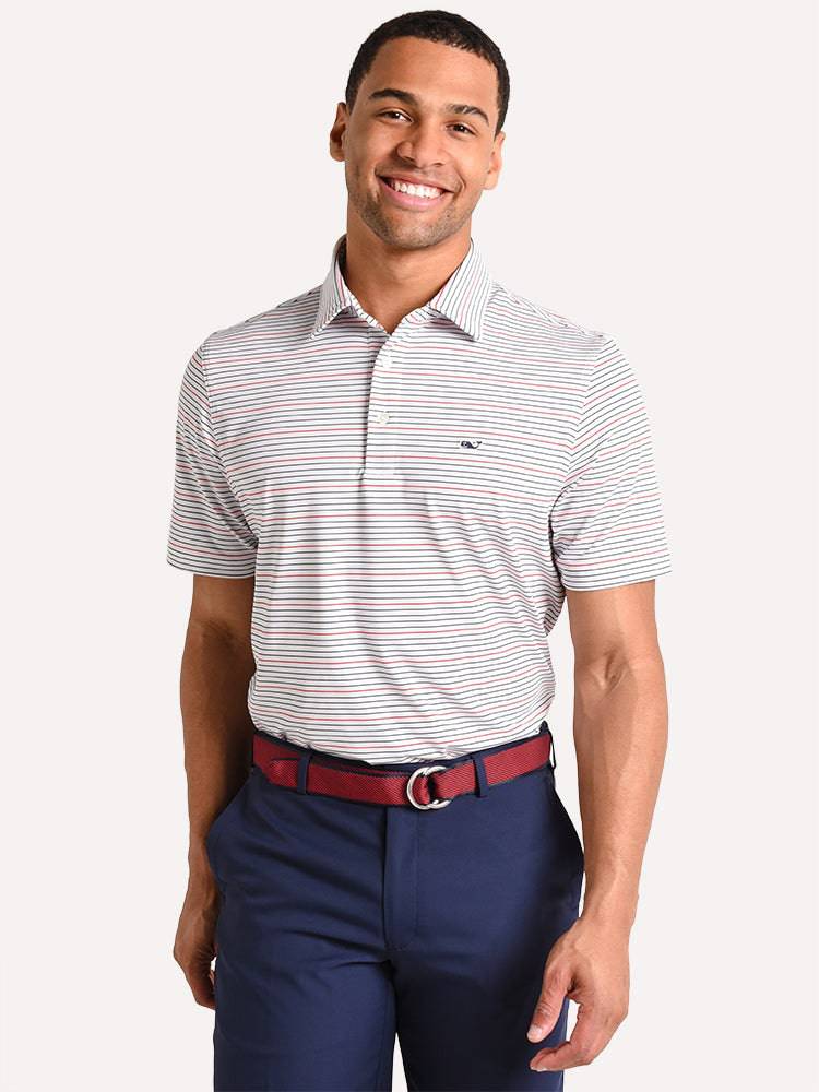 Vineyard Vines Men's Bluff Stripe Sankaty Polo - Saint Bernard
