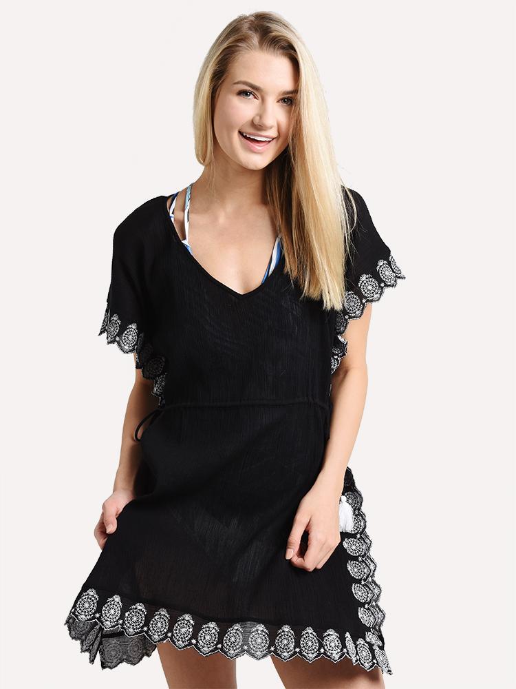 Echo Eyelet Side Tie Caftan - Saint Bernard