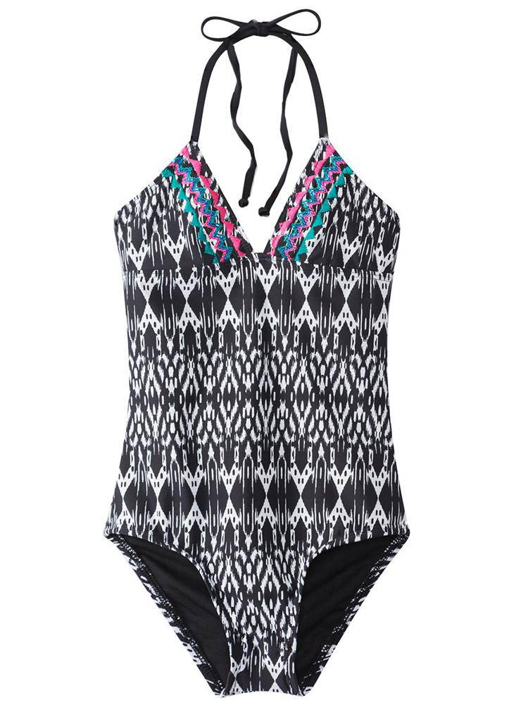 Ella Moss Girls' Black & White Patterened One Piece Swimsuit - Saint Bernard