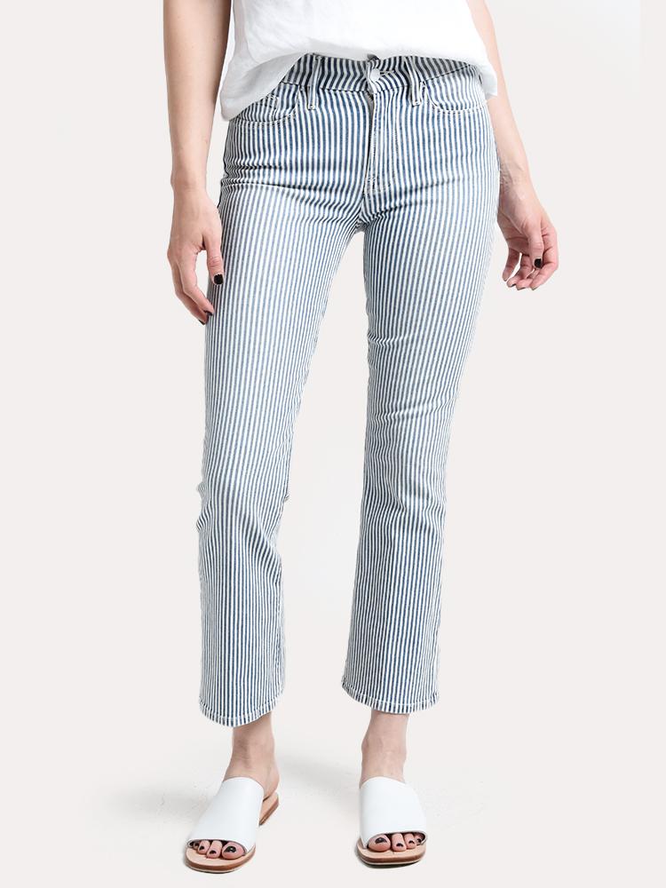 Frame Women's Engineer Stripe Crop Mini Boot Jean - Saint Bernard