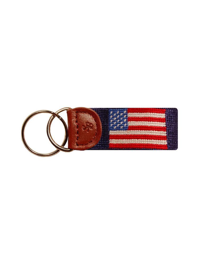 Smathers + Branson American Flag Needlepoint Key Fob - Saint Bernard