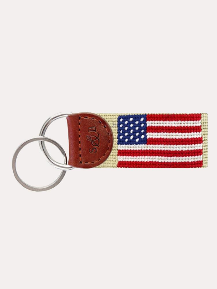 Smathers + Branson American Flag Needlepoint Key Fob - Saint Bernard