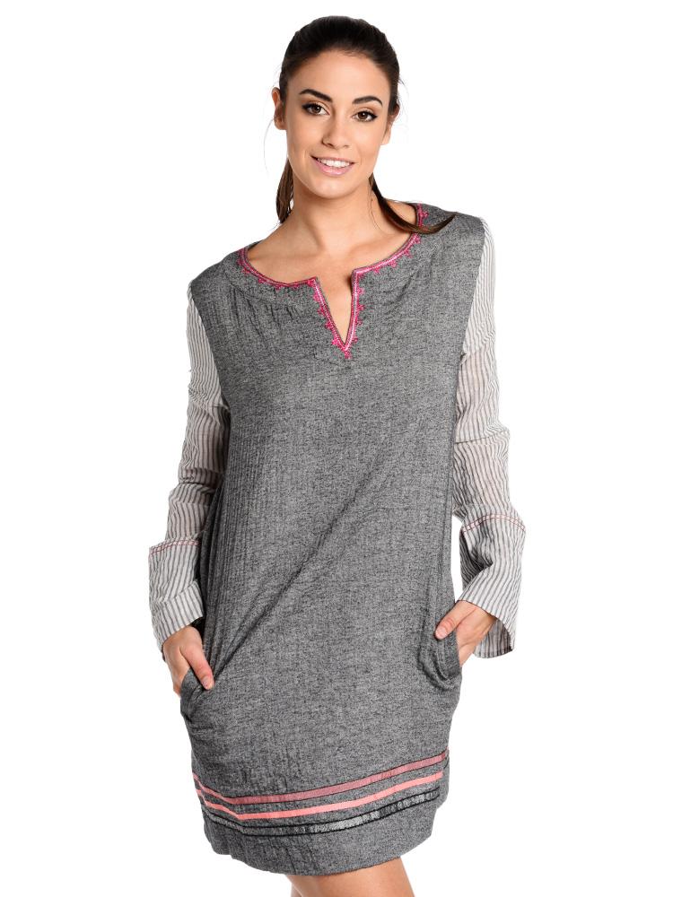 Lemlem Kito Mini Tunic Dress - Saint Bernard