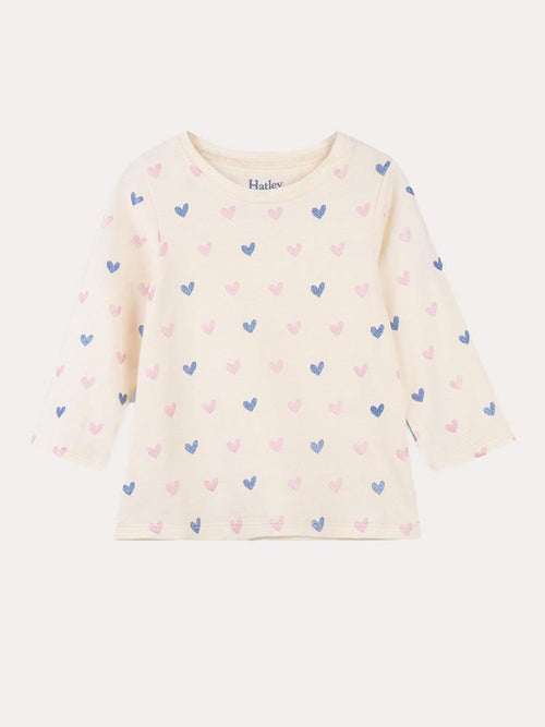 Hatley Shimmer Hearts Long Sleeve Baby Tee - Saint Bernard