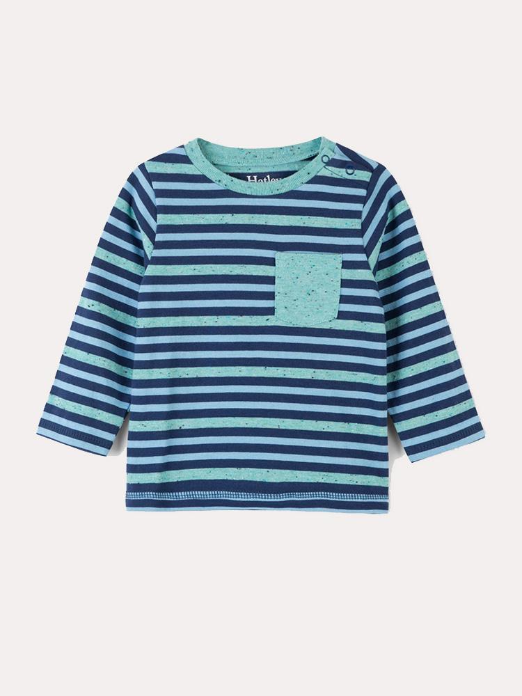Hatley Blue Striped Long Sleeve Baby Tee - Saint Bernard