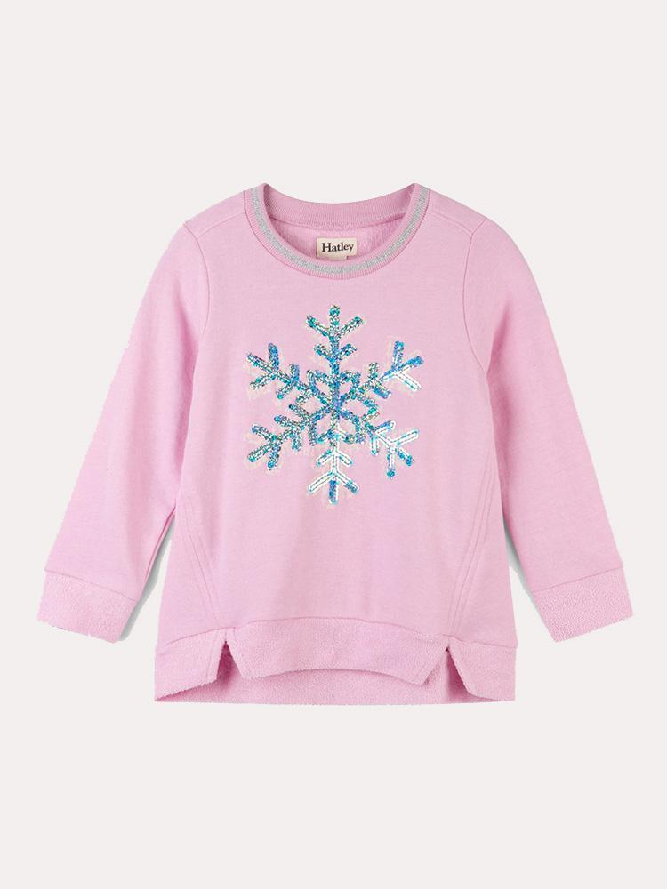 Hatley Sequined Snowflake Long Sleeve Pullover - Saint Bernard