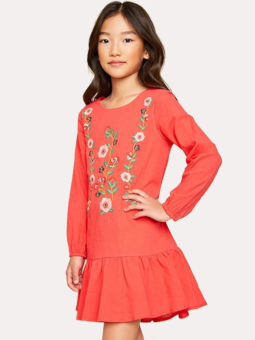 Hayden Hibiscus Floral Embrodiered Mini Dress - Saint Bernard