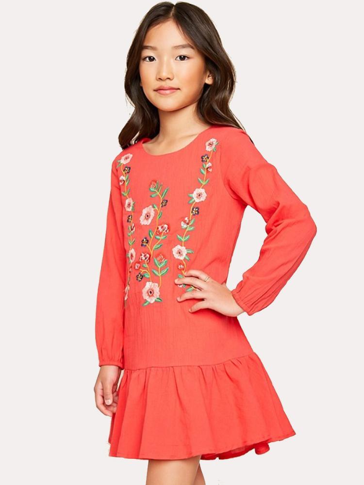 Hayden Hibiscus Floral Embrodiered Mini Dress - Saint Bernard