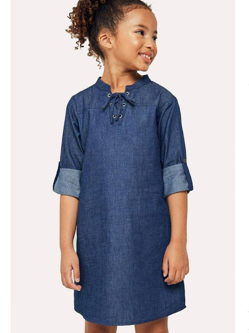 Hayden Denim Lace-Up Shift Dress - Saint Bernard