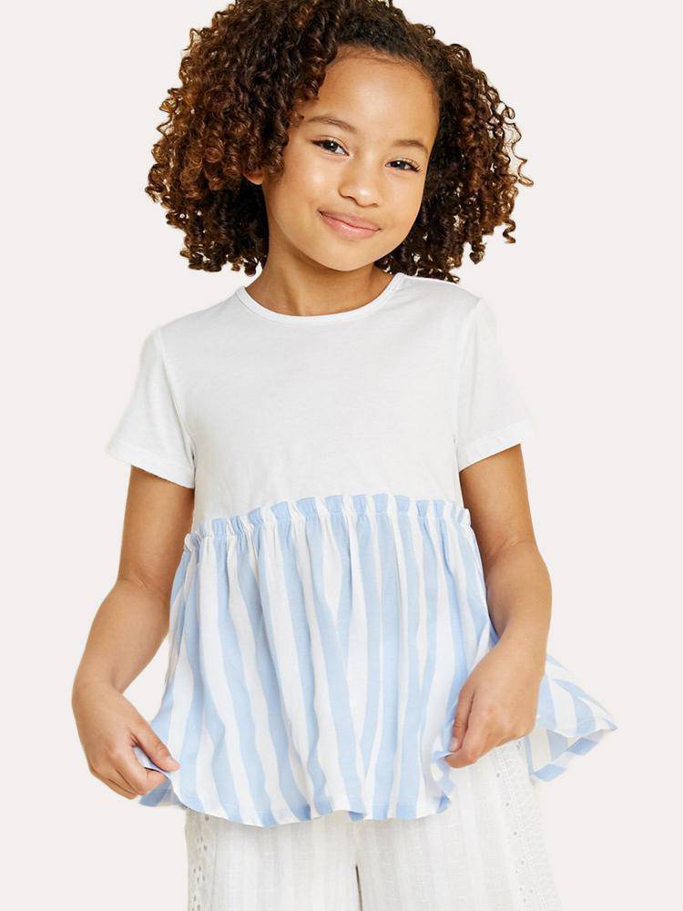 Hayden Girls' Striped Peplum Babydoll Top - Saint Bernard