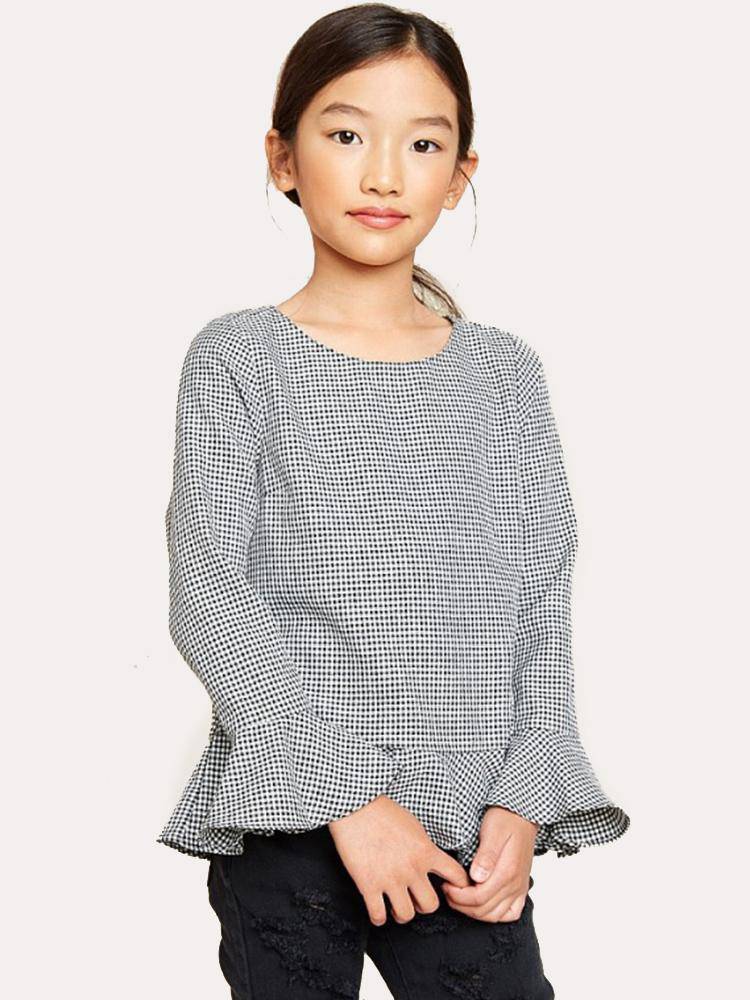 Hayden Plaid Bell Sleeve Top - Saint Bernard