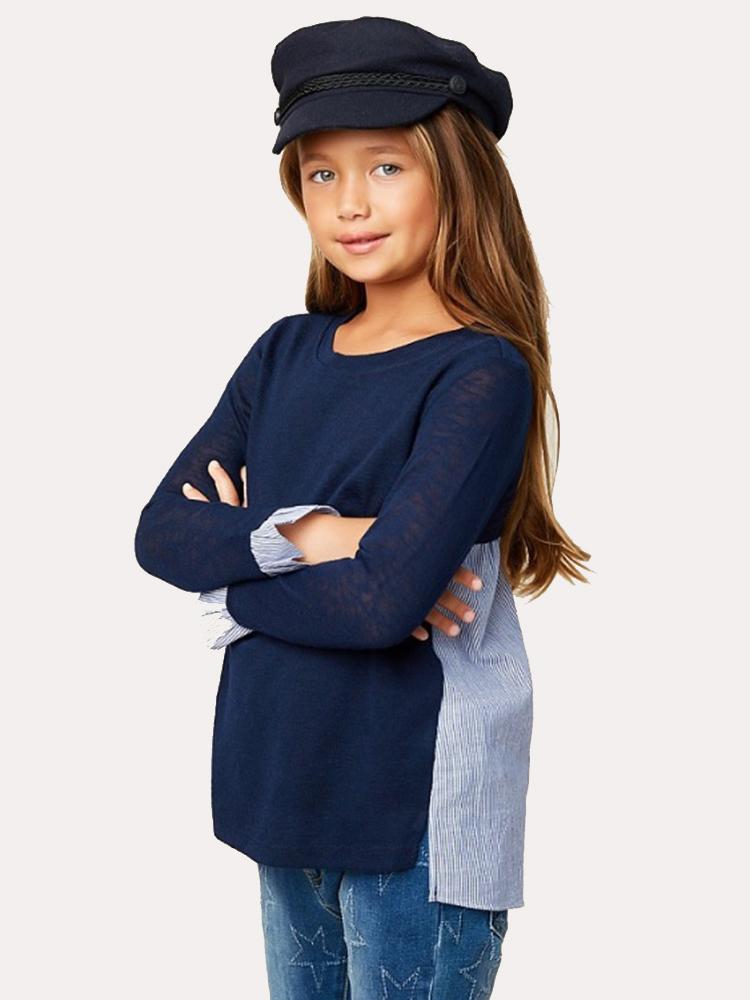 Hayden Double Panel Long Sleeve Sweater Top - Saint Bernard