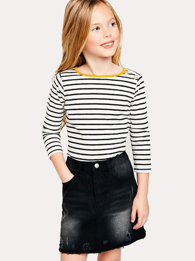 Hayden Side Button Stripe Top - Saint Bernard
