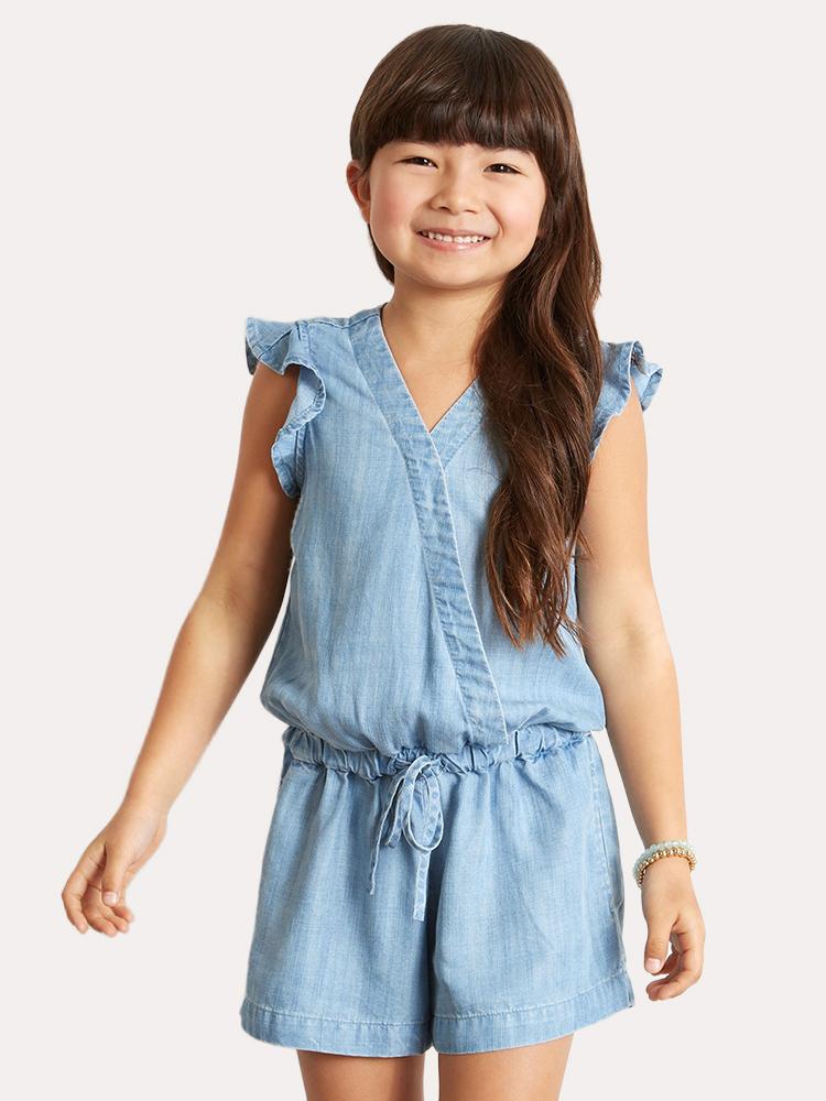 Bella Dahl Girls' Ruffle Sleeve Romper - Saint Bernard