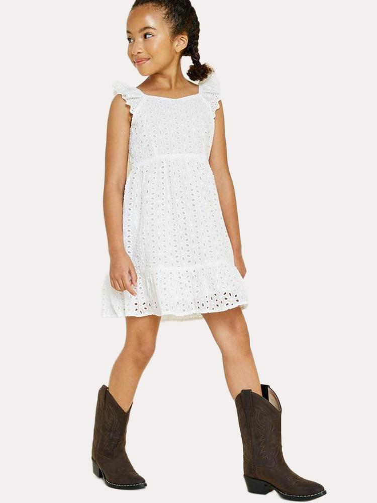 Hayden Girls' Embroidered Eyelet Ruffle Tunic - Saint Bernard