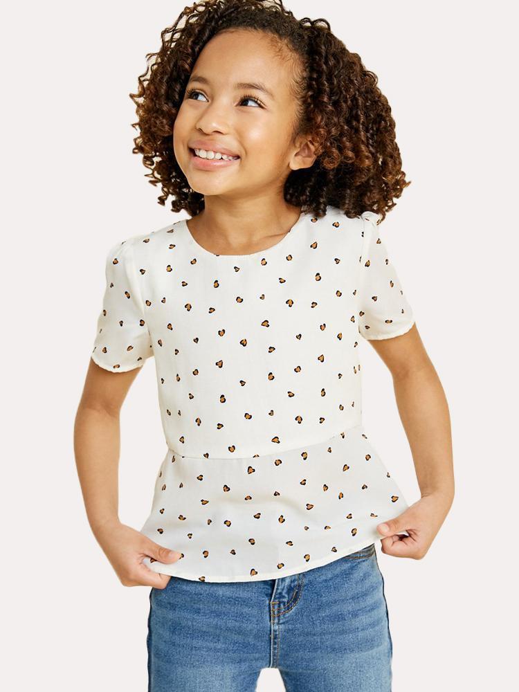 Hayden Girls' Printed Peplum Top - Saint Bernard