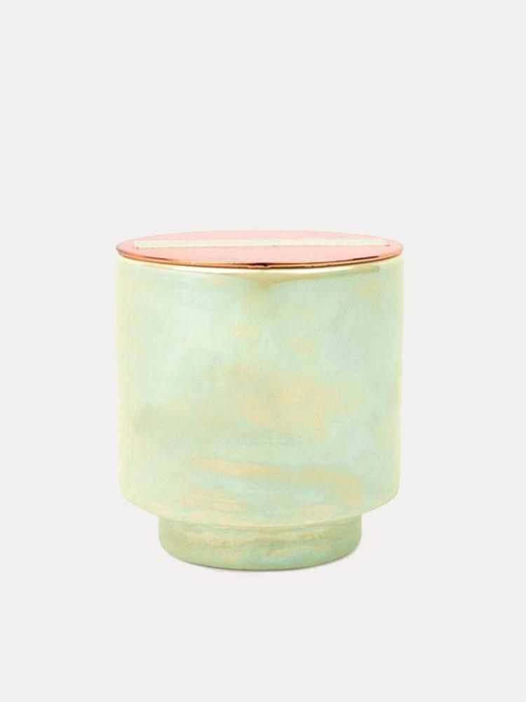 Paddywax Glow 5 oz Mint White Woods & Mint Iridescent Ceramic with Copper Lid Candle